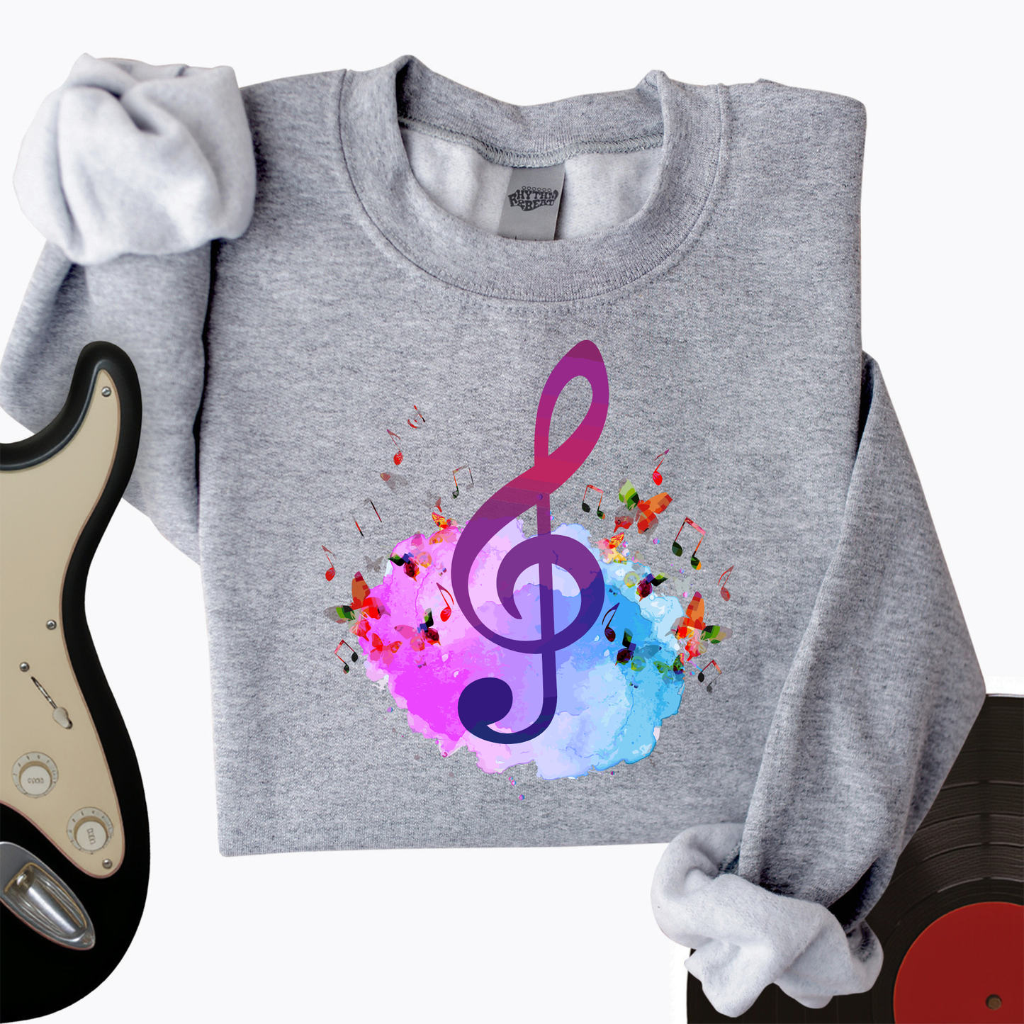 Water Color Treble Clef Crewneck