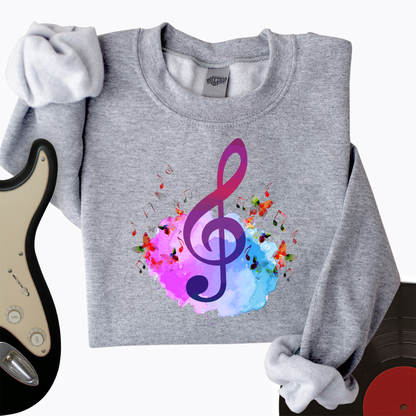 Water Color Treble Clef Crewneck