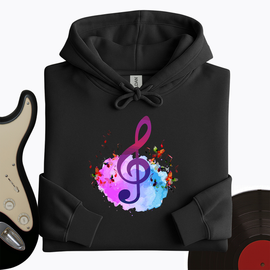 Water Color Treble Clef Hoodie