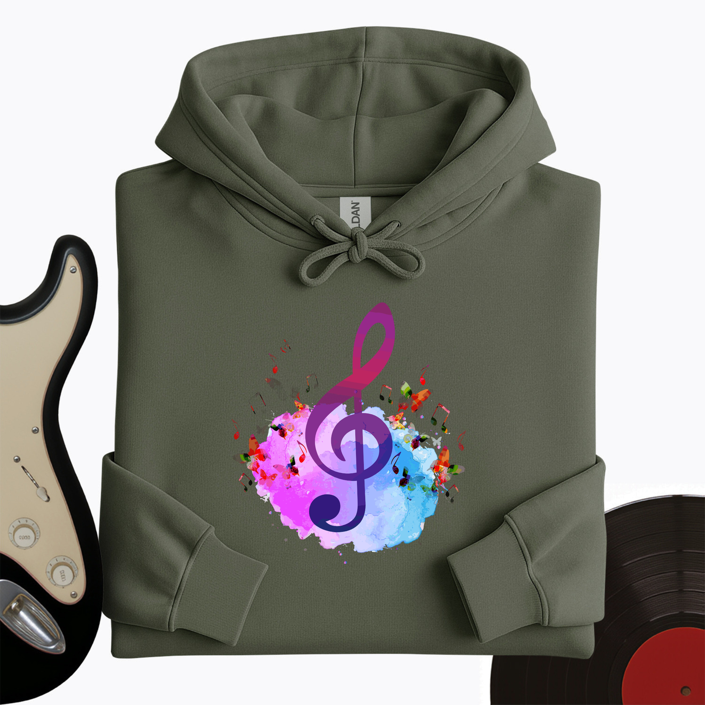 Water Color Treble Clef Hoodie