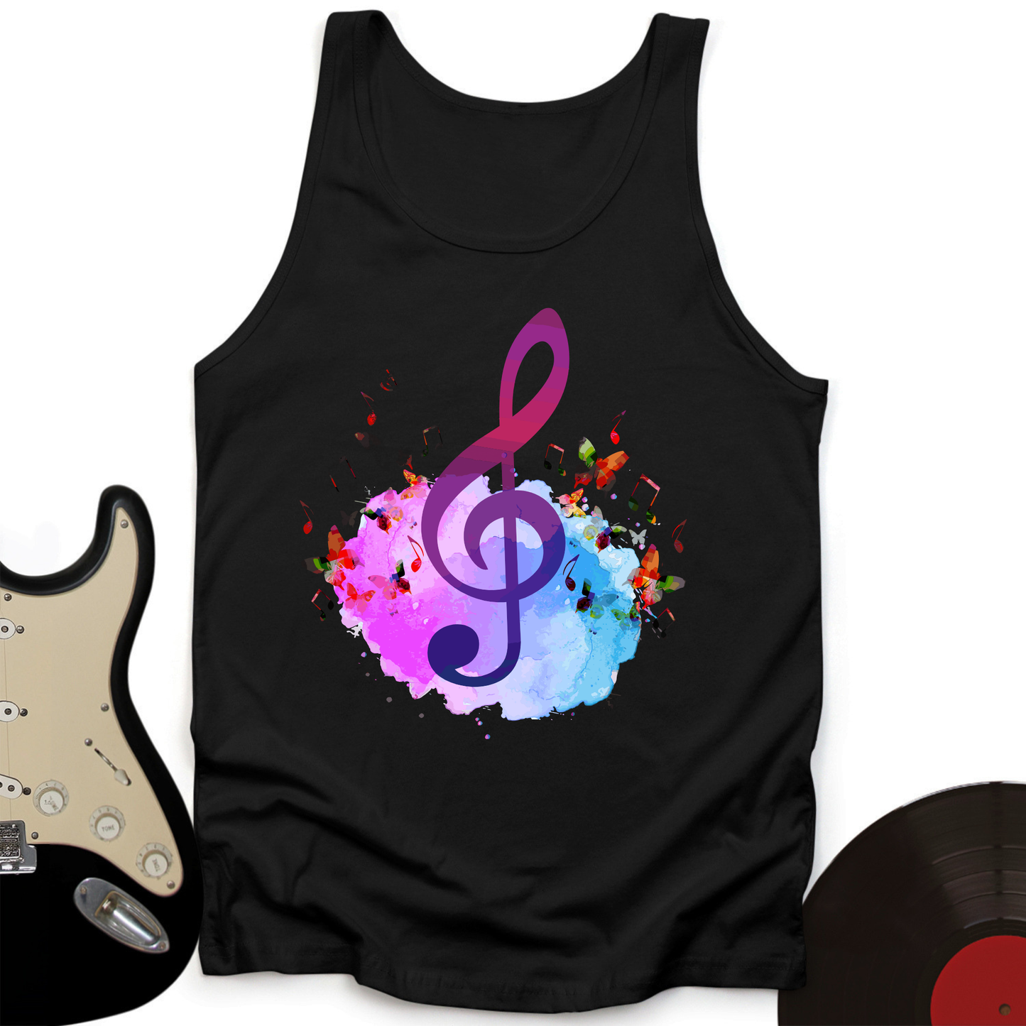 Water Color Treble Clef Tank Top