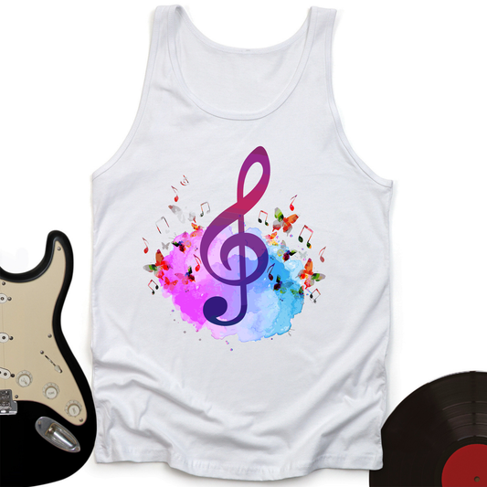 Water Color Treble Clef Tank Top