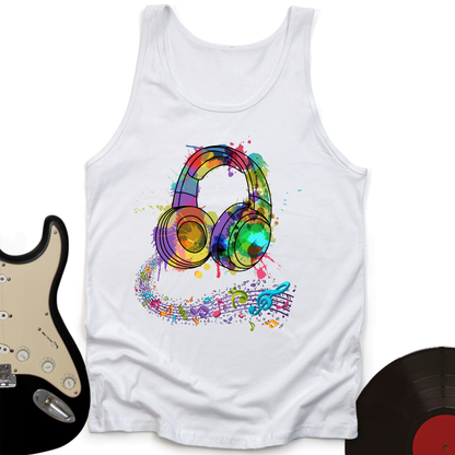 Watercolor Headphones Tank Top