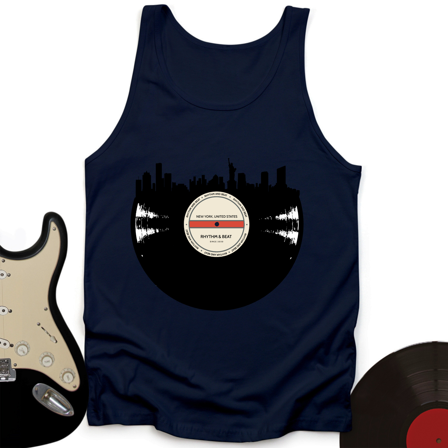 Vinyl Skyline New York Unisex Tank