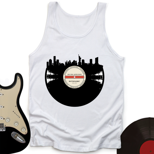 Vinyl Skyline New York Unisex Tank