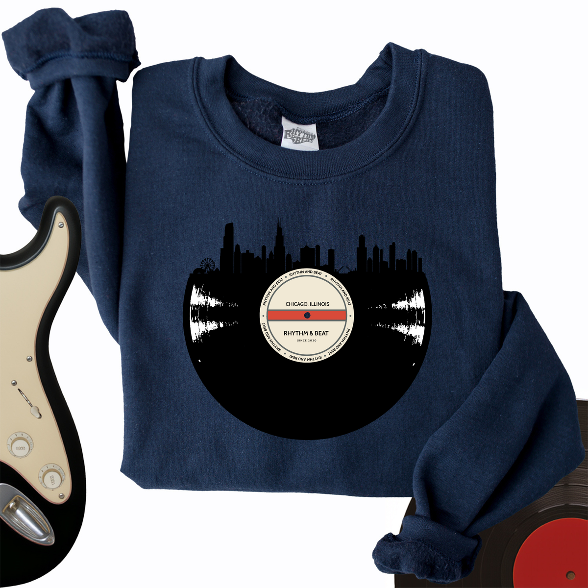 Vinyl Skyline Chicago Crewneck