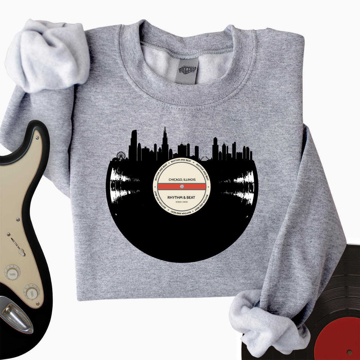 Vinyl Skyline Chicago Crewneck