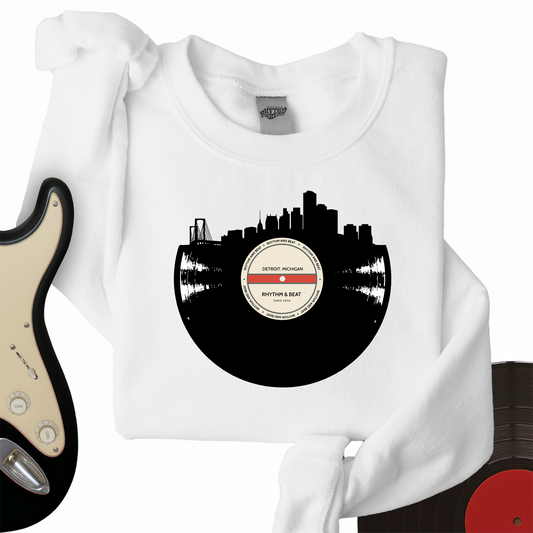 Vinyl Skyline Detroit Crewneck