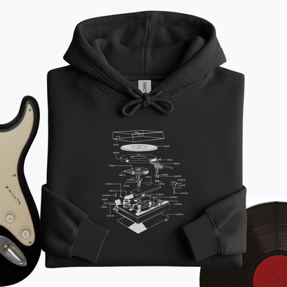 Vinyl Turntable Diagram Hoodie