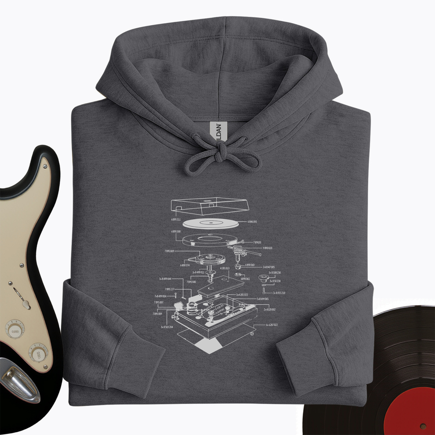 Vinyl Turntable Diagram Hoodie