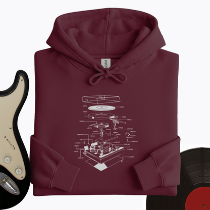 Vinyl Turntable Diagram Hoodie