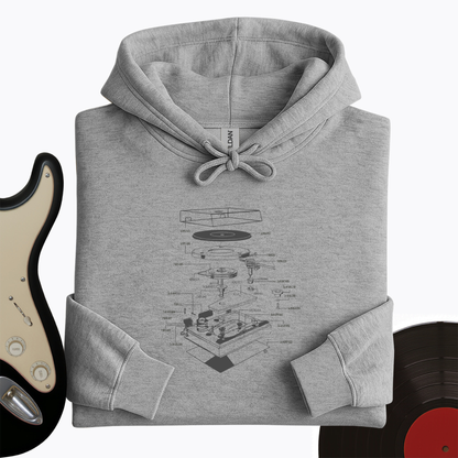 Vinyl Turntable Diagram Hoodie