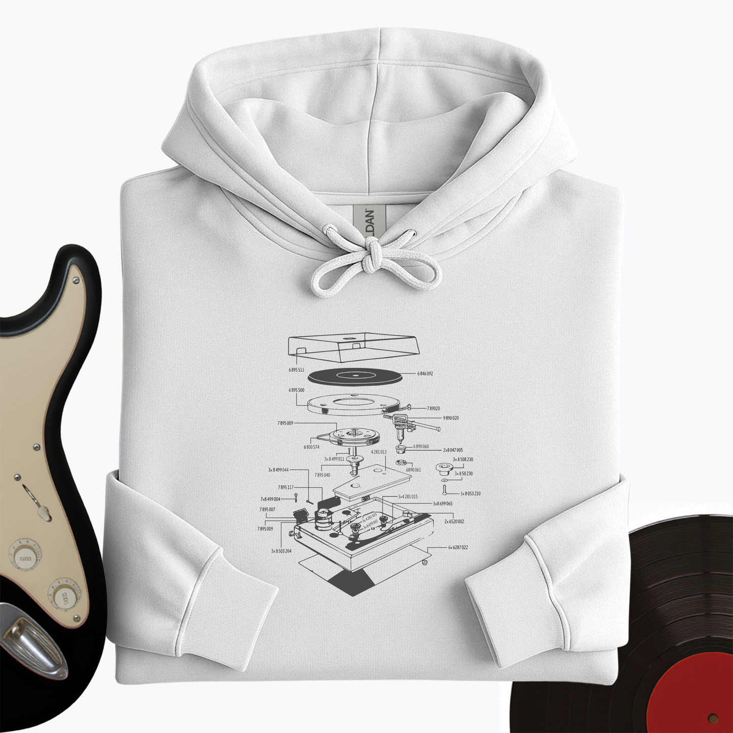 Vinyl Turntable Diagram Hoodie