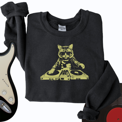 Cat DJ Crewneck
