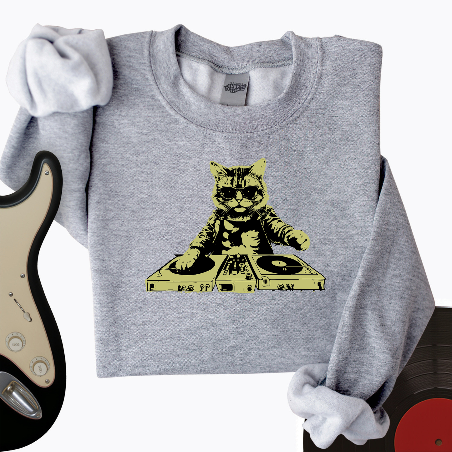 Cat DJ Crewneck