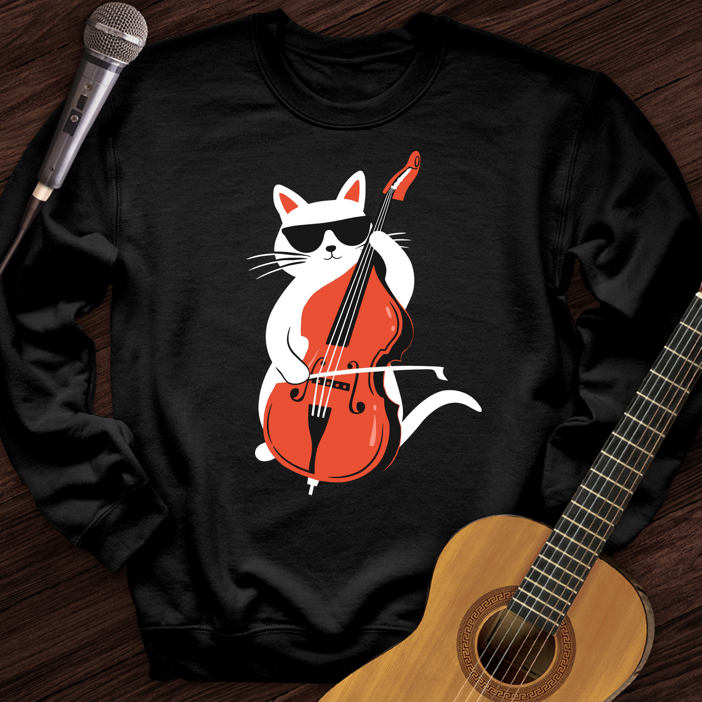 Cat Playing Cello Crewneck