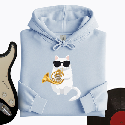 Cat Playing French Horn Hoodie