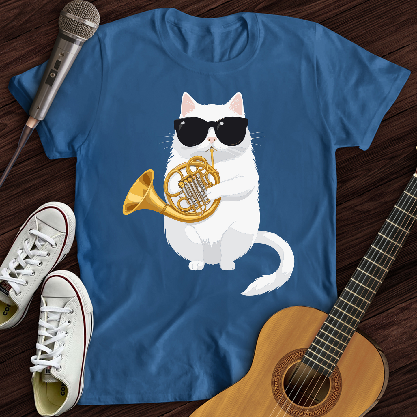 Cat Playing French Horn T-Shirt