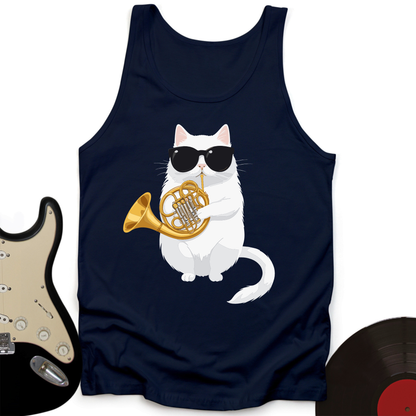 Cat Playing French Horn Tank Top