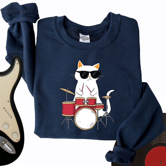 Drummer Cat Crewneck
