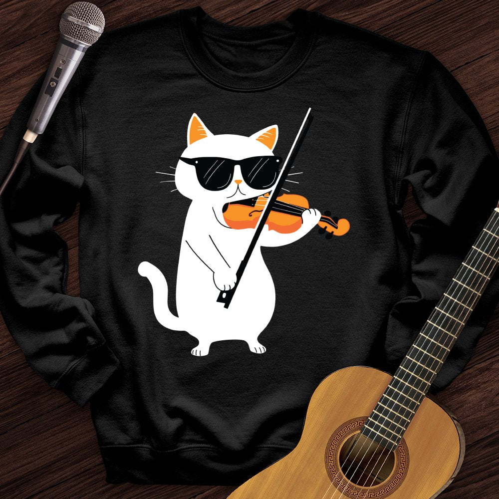 Cat Playing Violin Crewneck