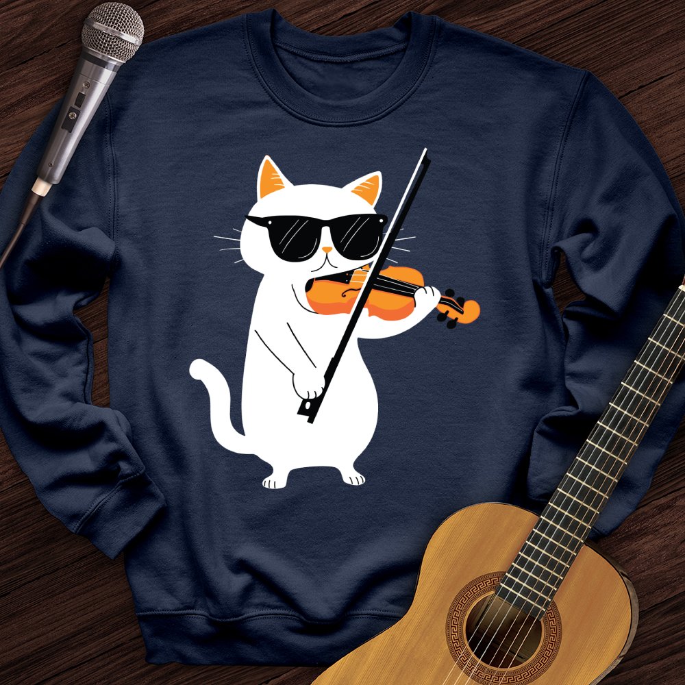 Cat Playing Violin Crewneck