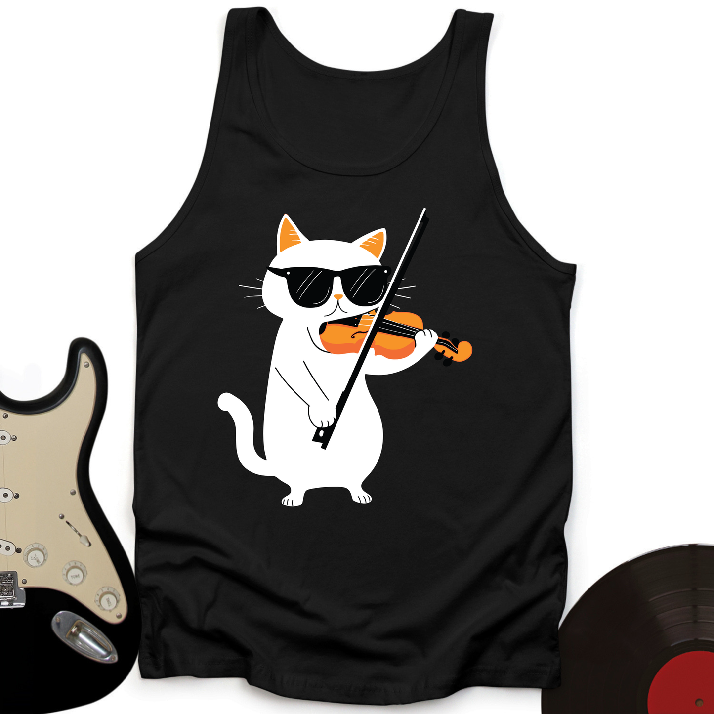 Cat Playing Violin Tank Top