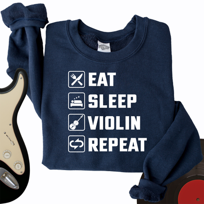 Eat, Sleep, Violin, Repeat Crewneck
