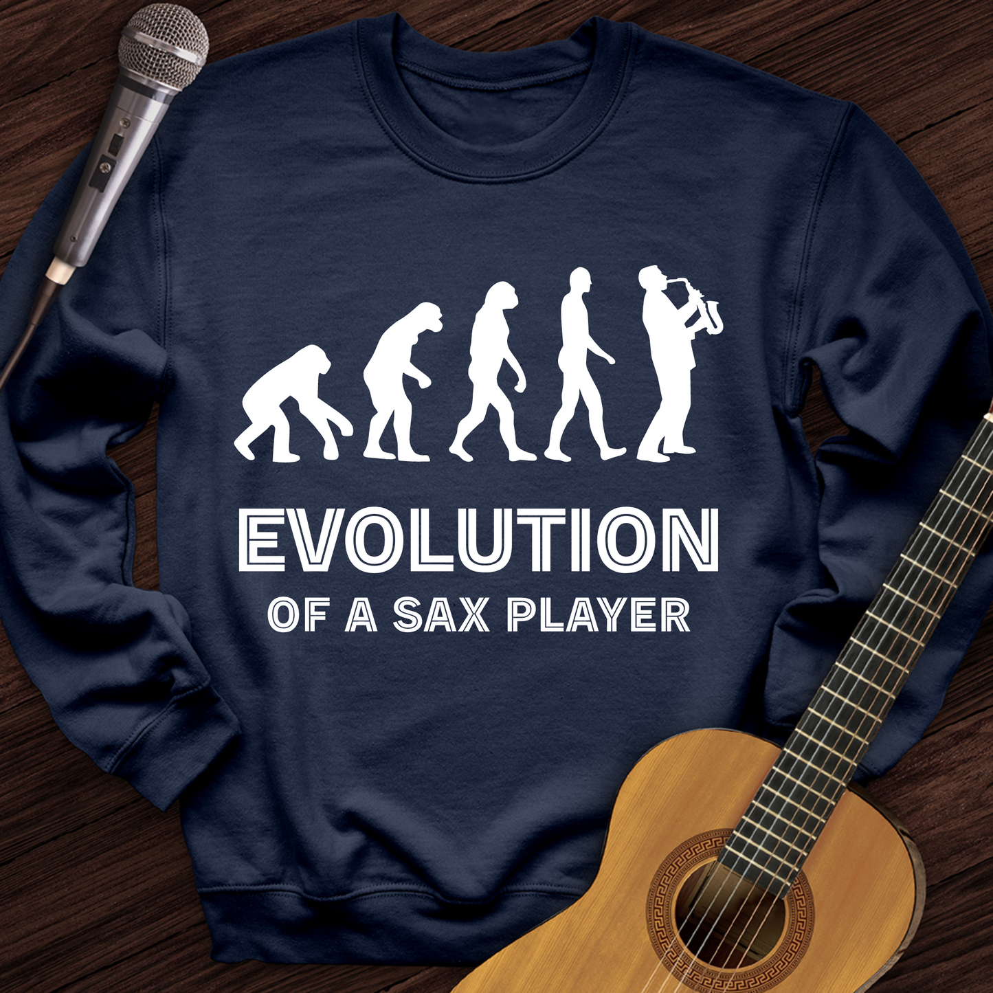 Evolution Of A Sax Player Crewneck