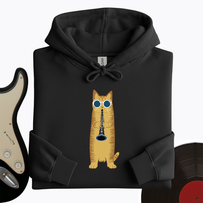Cat Playing The Clarinet Hoodie