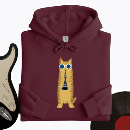 Cat Playing The Clarinet Hoodie