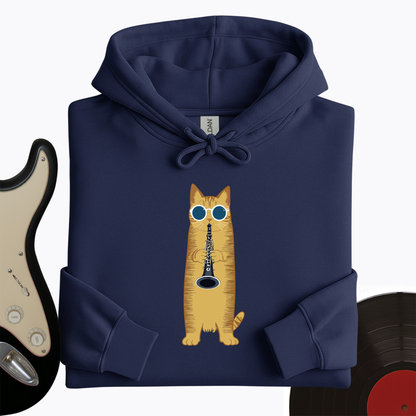 Cat Playing The Clarinet Hoodie