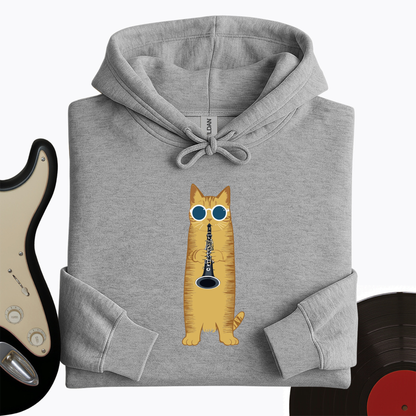 Cat Playing The Clarinet Hoodie