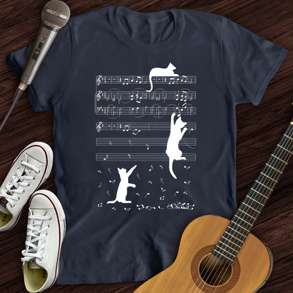 Climbing Cat On Musical Note T-Shirt