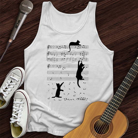 Climbing Cat On Musical Note Tank Top