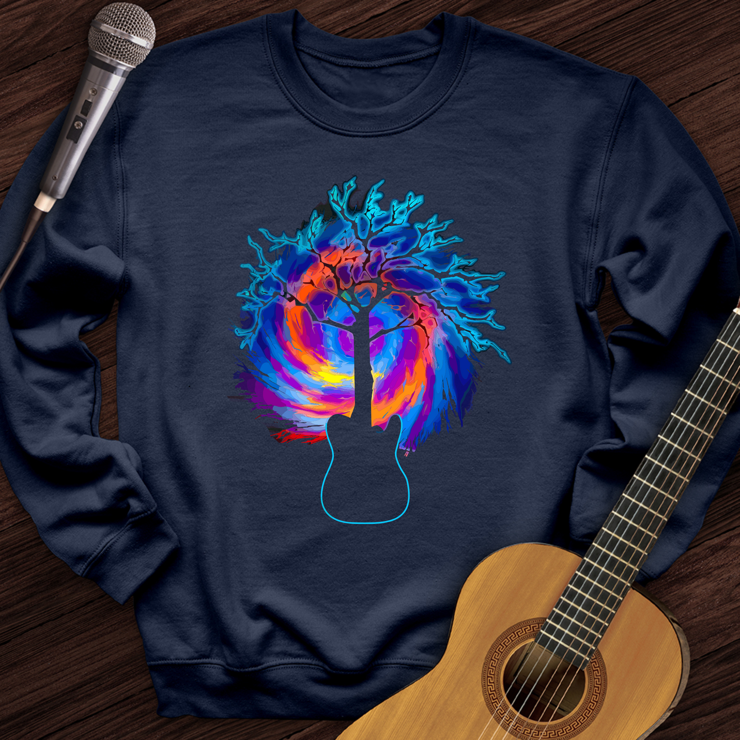 Psychedelic Tree Guitar Crewneck