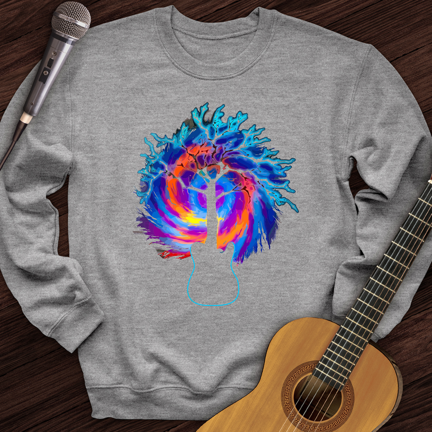 Psychedelic Tree Guitar Crewneck