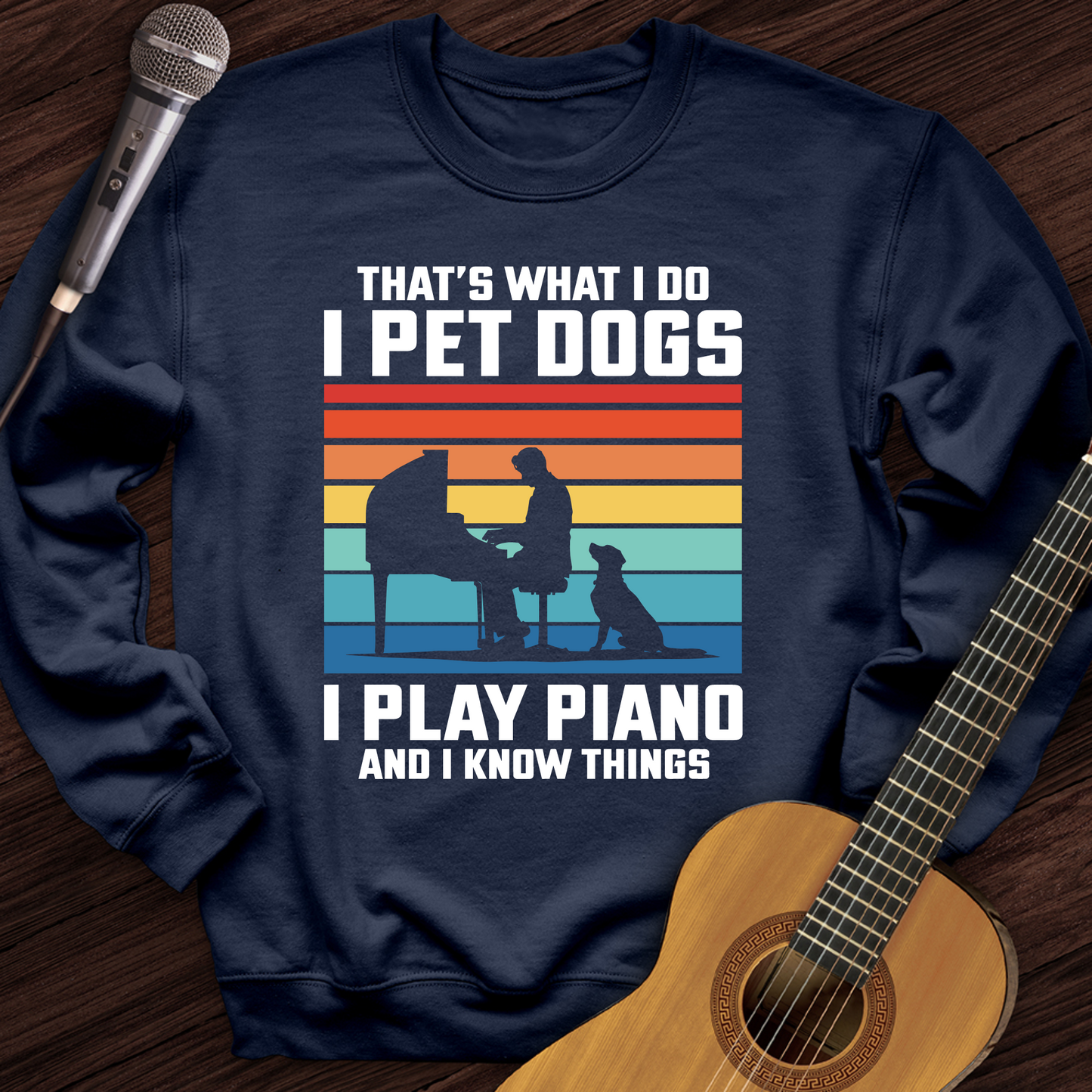 I Pet Dogs With Piano Crewneck