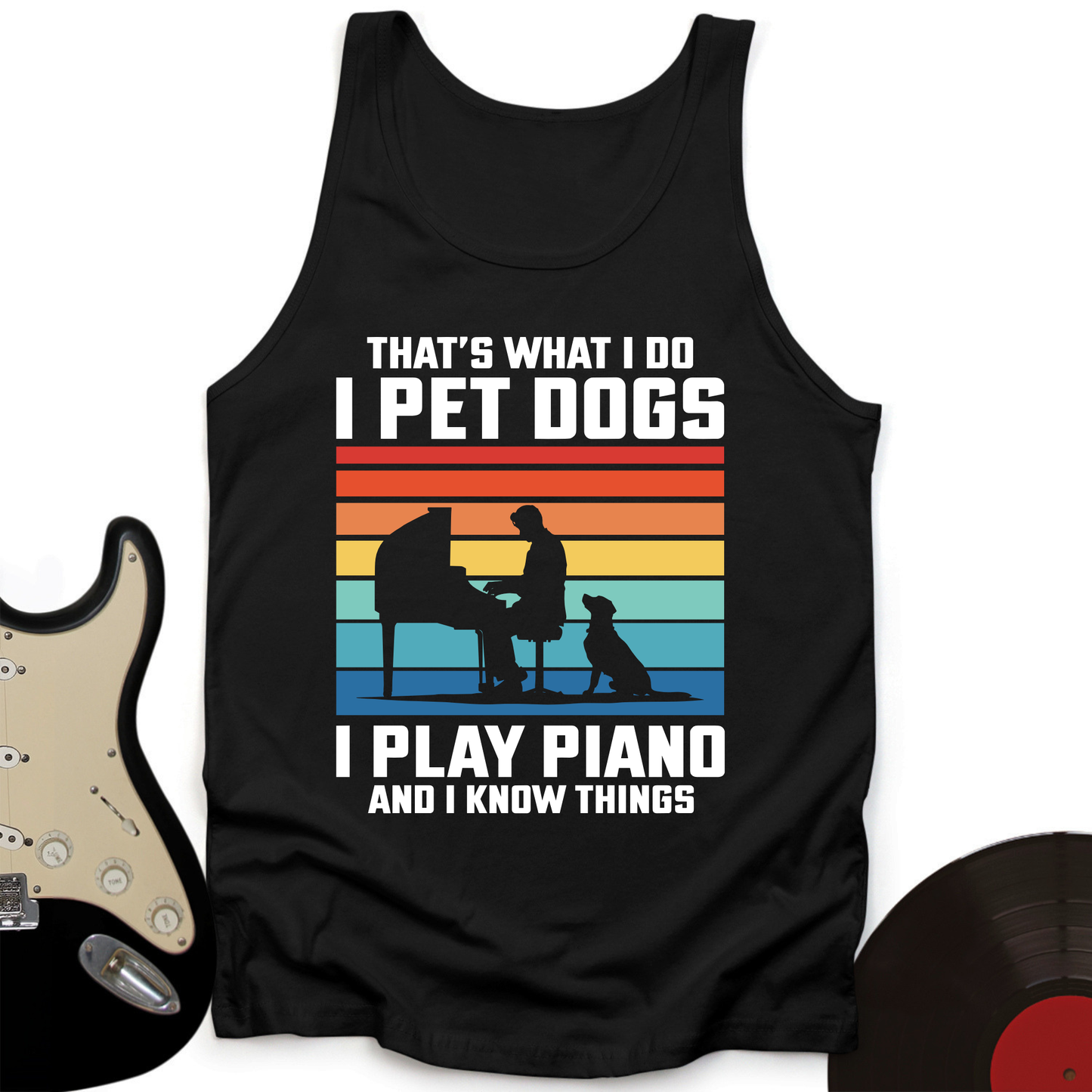 I Pet Dogs With Piano Tank Top