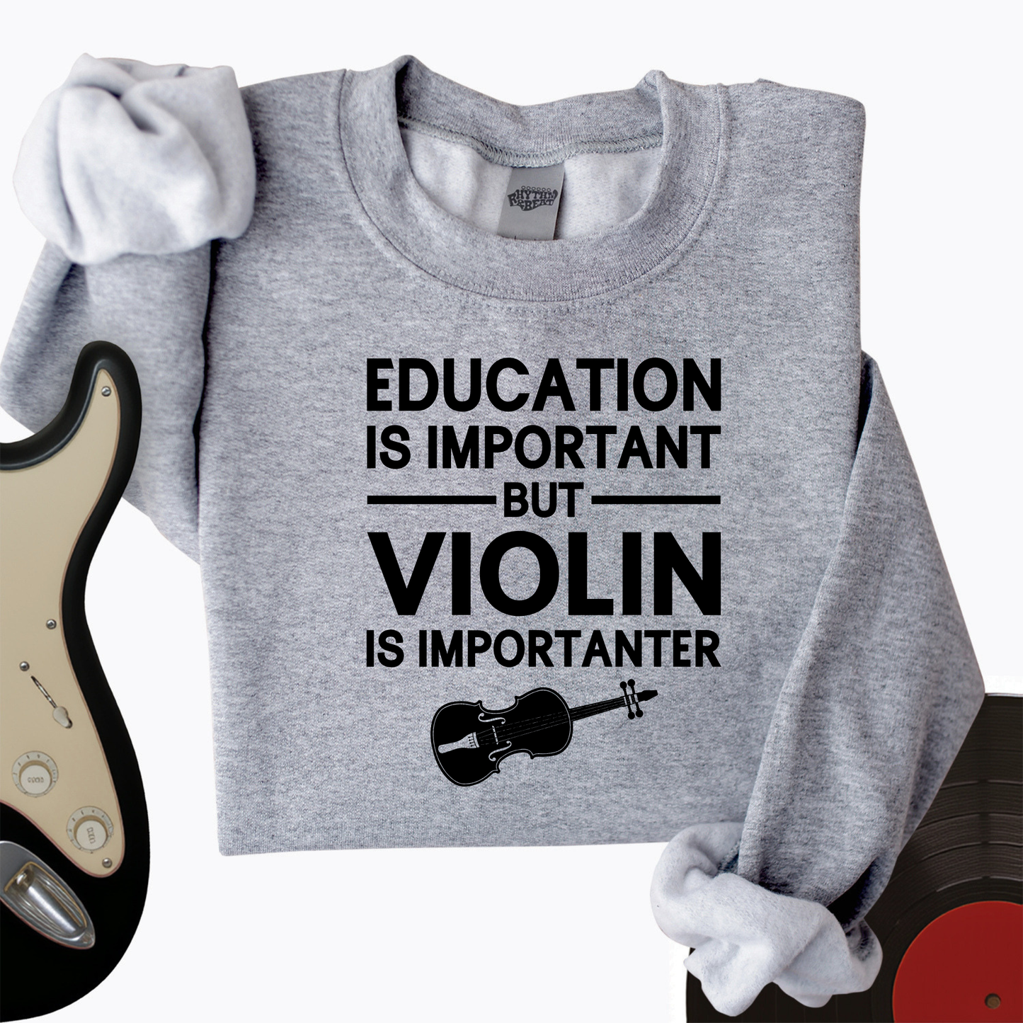 Education Is Important But Violin Is Importanter Crewneck
