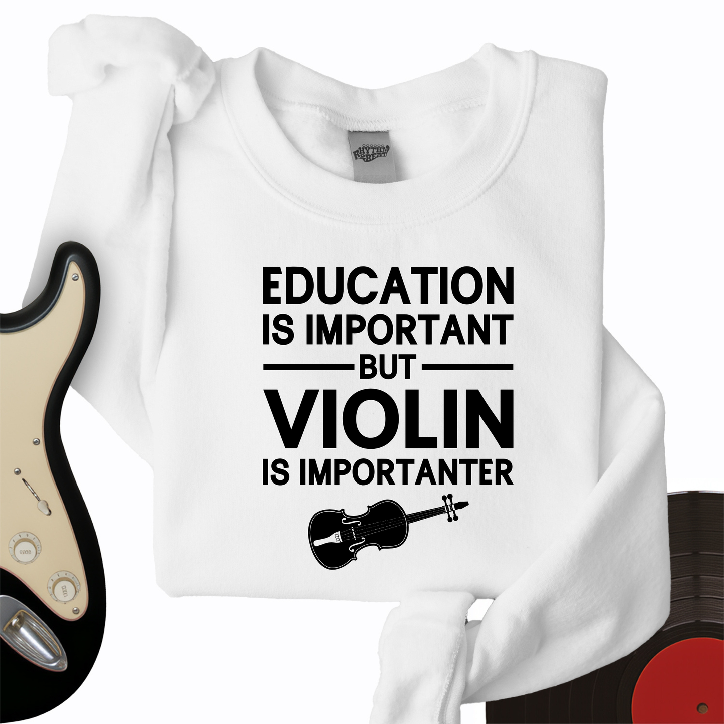 Education Is Important But Violin Is Importanter Crewneck