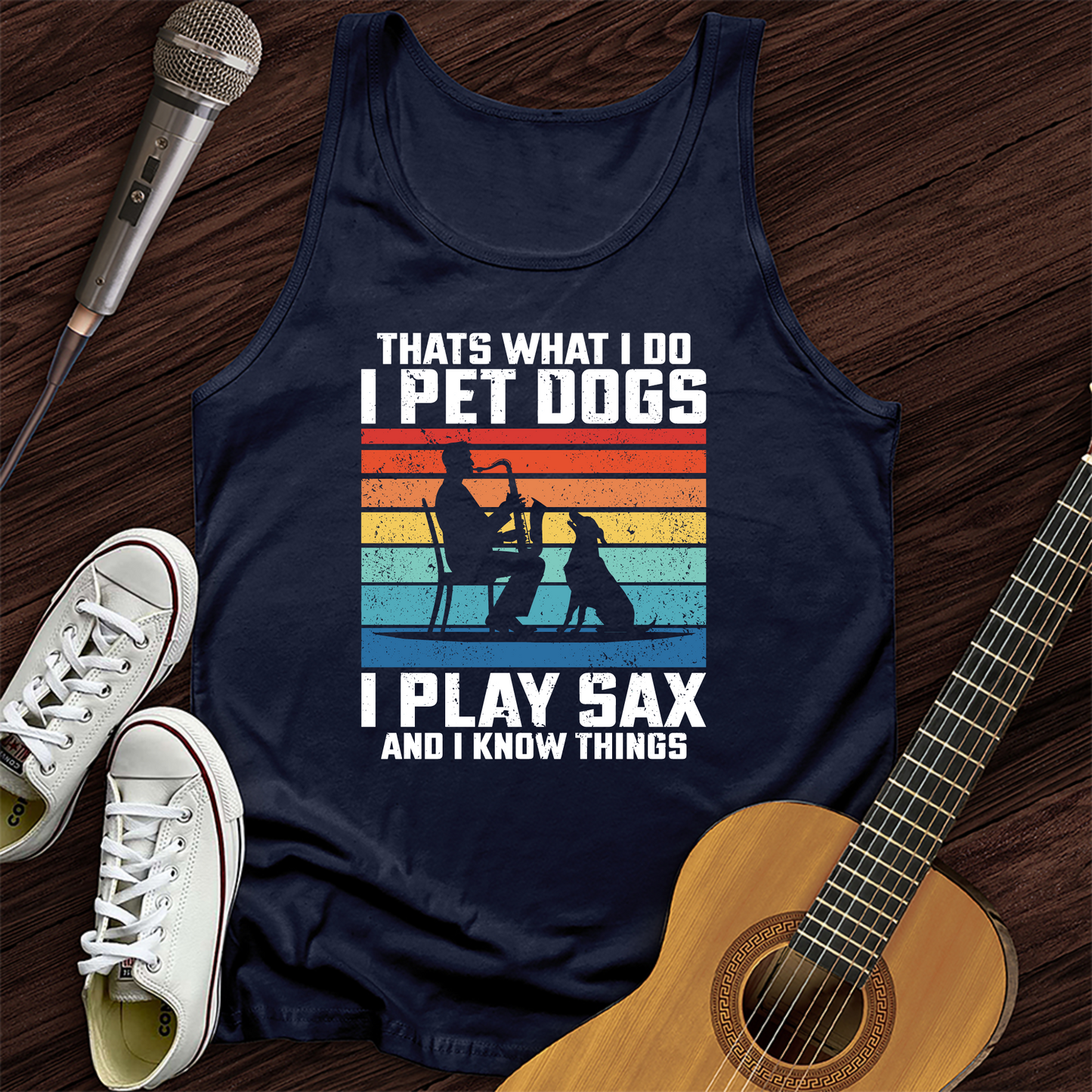 I Pet Dogs With Sax Tank Top