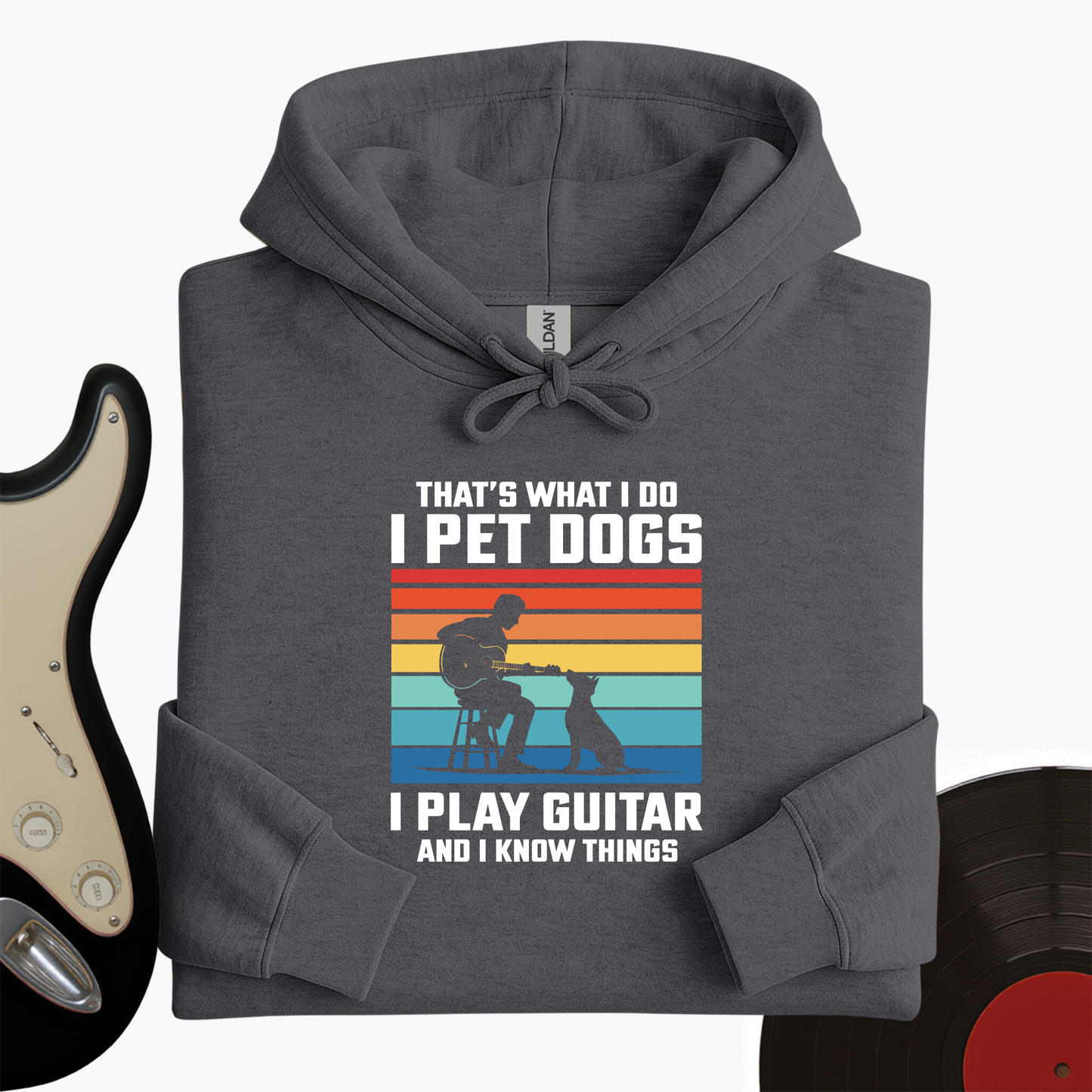 I Pet Dogs With Guitar Hoodie