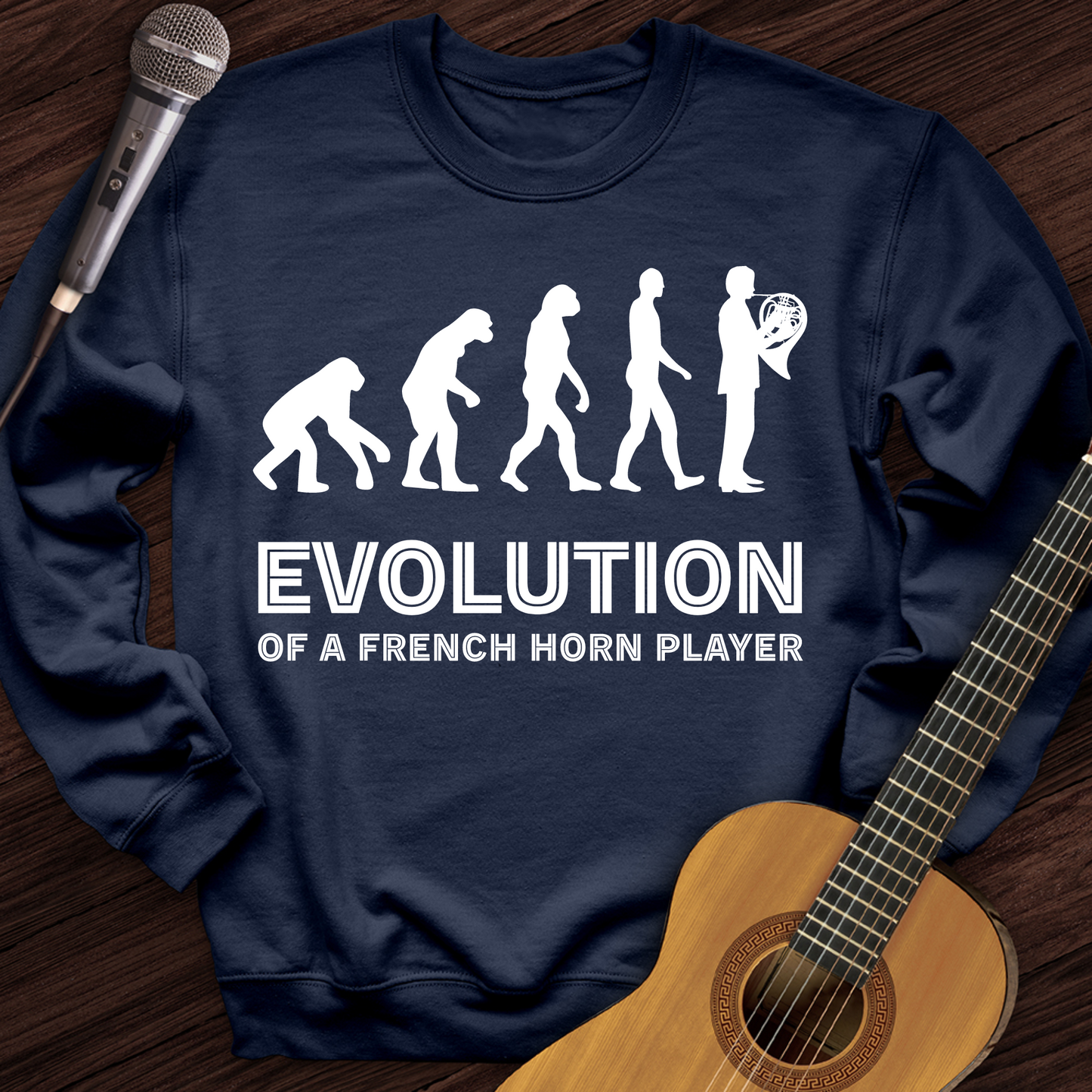 Evolution Of A French Horn Player Crewneck