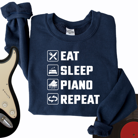 Eat, Sleep, Piano, Repeat Crewneck