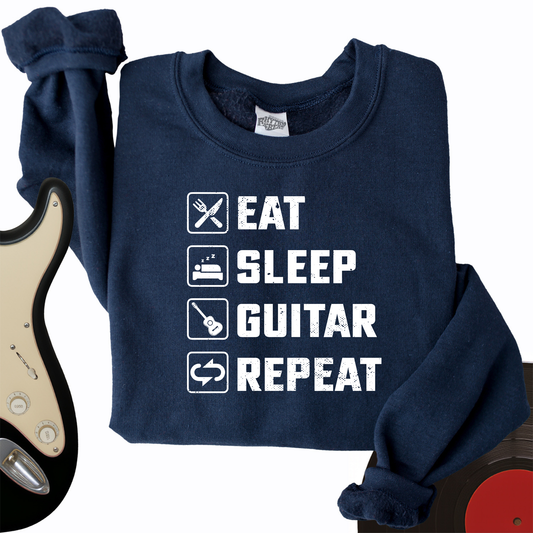 Eat, Sleep, Guitar, Repeat Crewneck