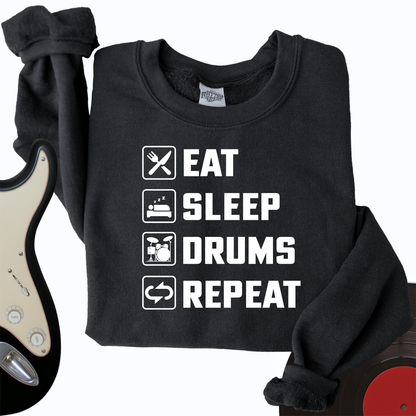 Eat, Sleep, Drums, Repeat Crewneck