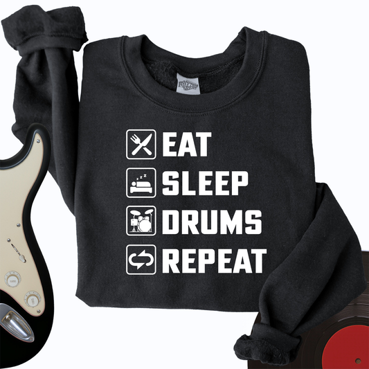 Eat, Sleep, Drums, Repeat Crewneck