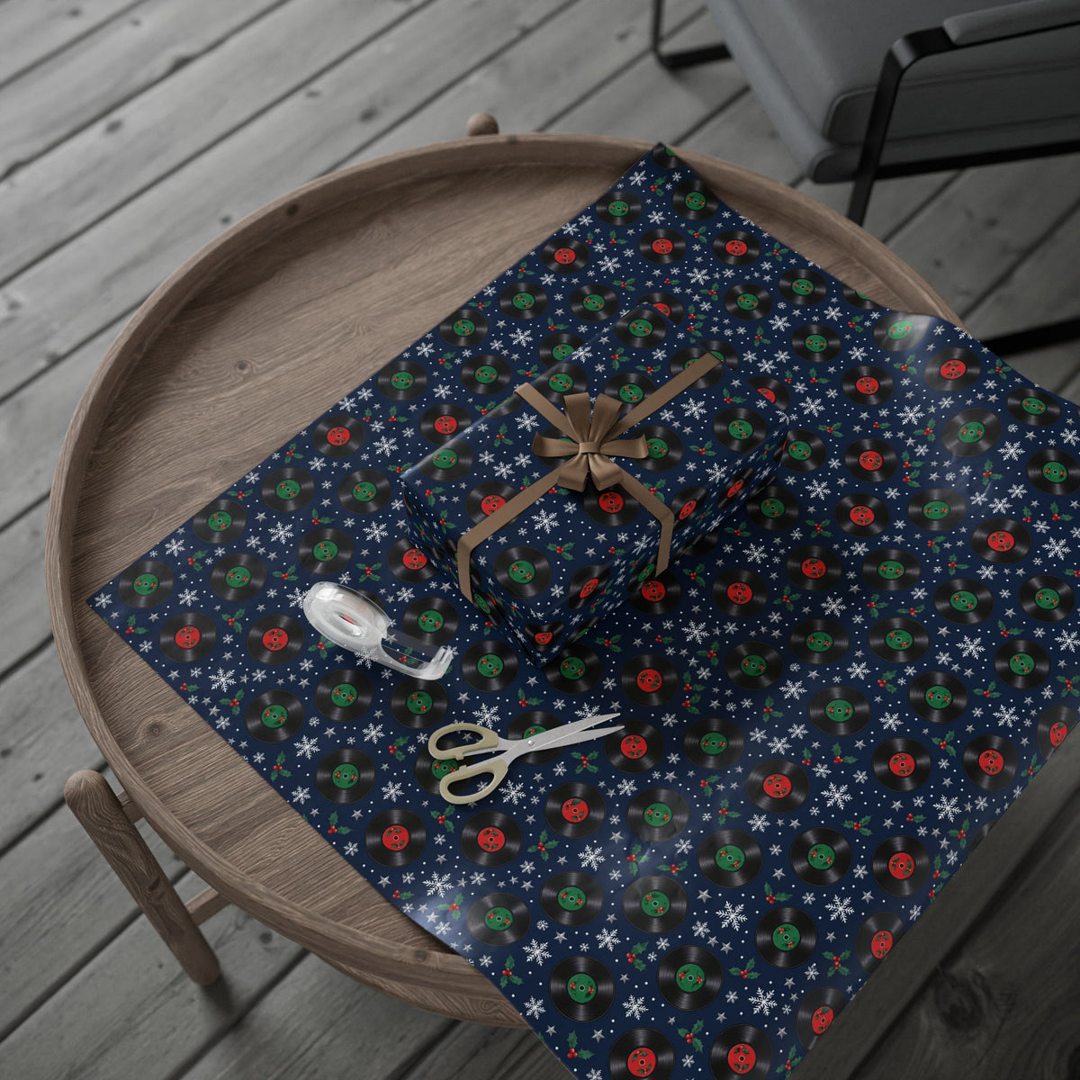 Vinyl Snowfall Christmas Wrapping Paper