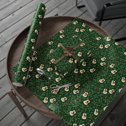 Holly Jolly Acoustic Guitar Wrapping Paper